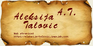 Aleksija Talović vizit kartica